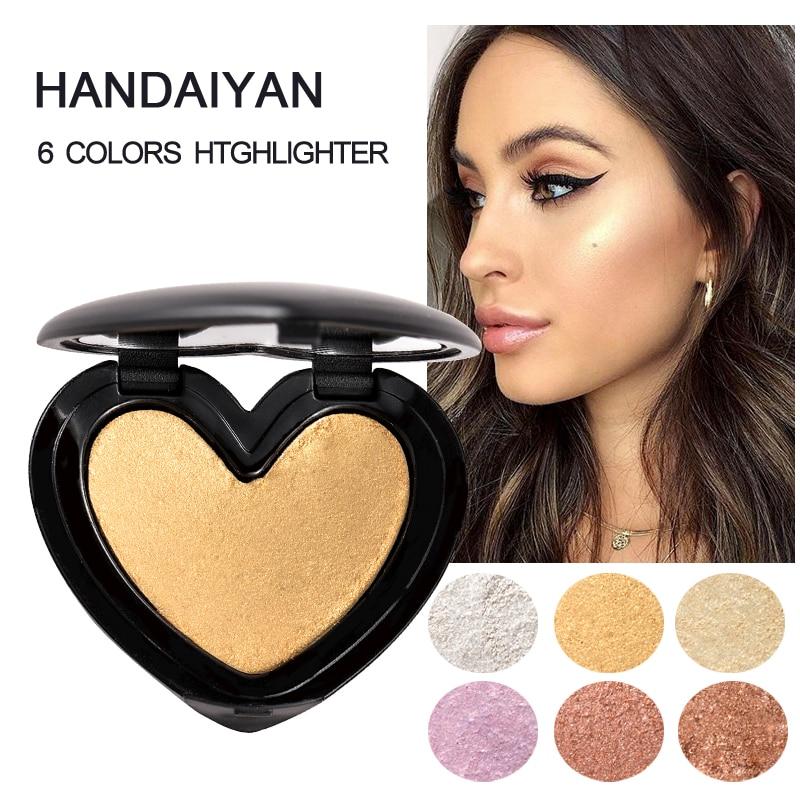 Gold Highlighter Palette Cosmetic Iluminador Face Contour Glow Makeup Bronze Powder Roze Shimmer High Lighter Heart