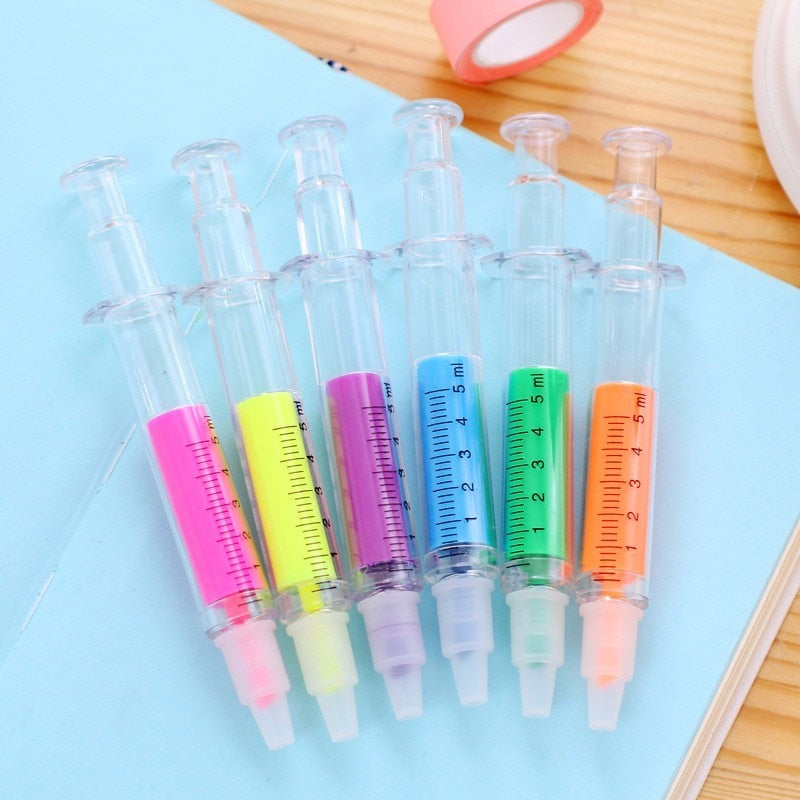 Syringe Fluorescent Highlighter Pens