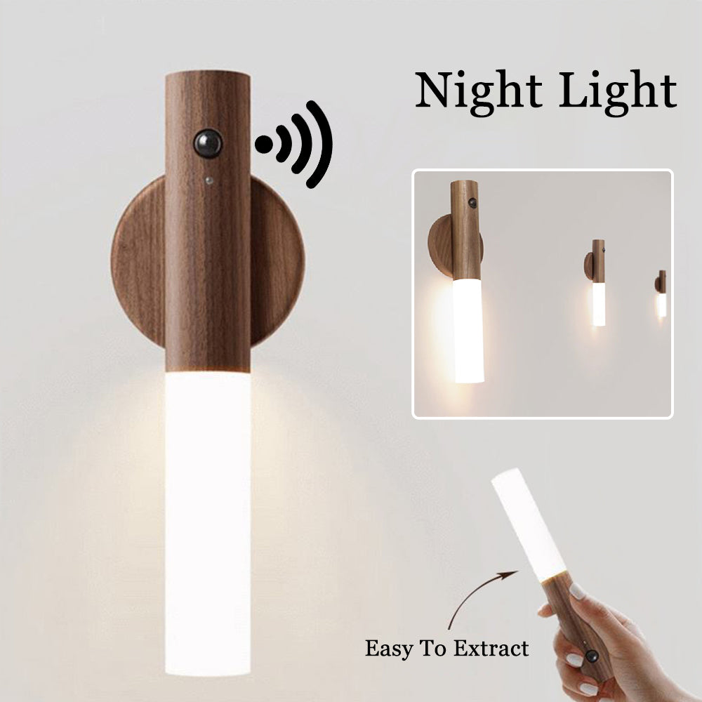 LED Wood Motion Sensor Wall Light