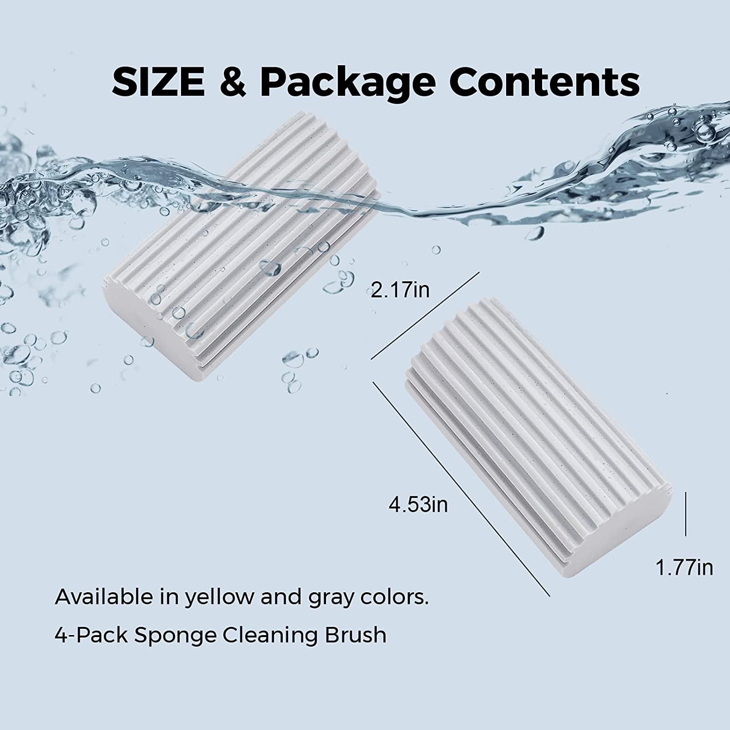 4-Pack Damp Clean Duster Sponge, Sponge Cleaning Brush, Duster for Cleaning Blinds, Glass, Baseboards, Vents, Railings, Mirrors, Window Track Grooves and Faucets (Grey)