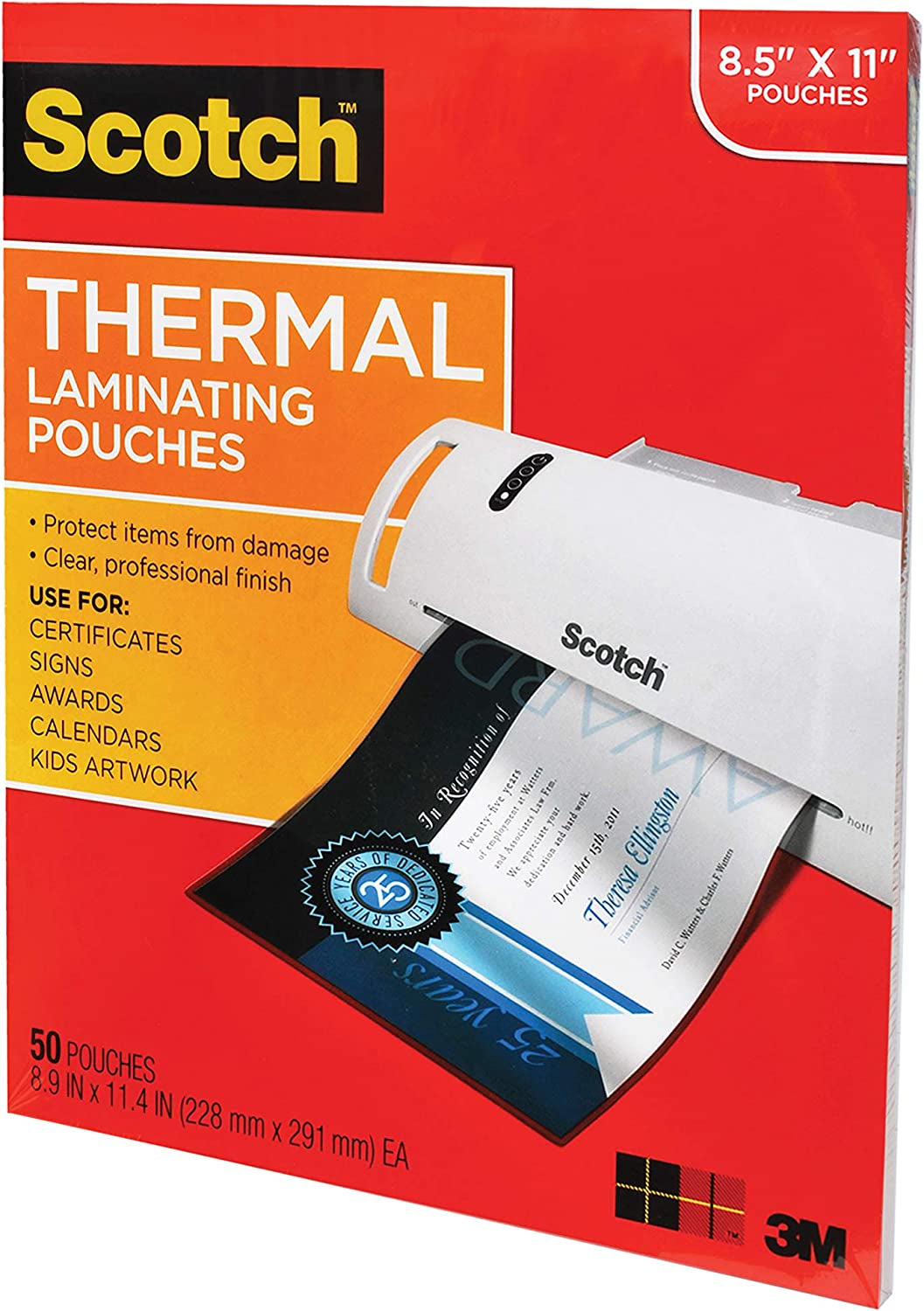 Thermal Laminating Pouches, 50 Pack Laminating Sheets, 3 Mil, 8.9 X 11.4 Inches, Education Supplies & Craft Supplies, for Use with Thermal Laminators, Letter Size Sheets (TP3854-50)