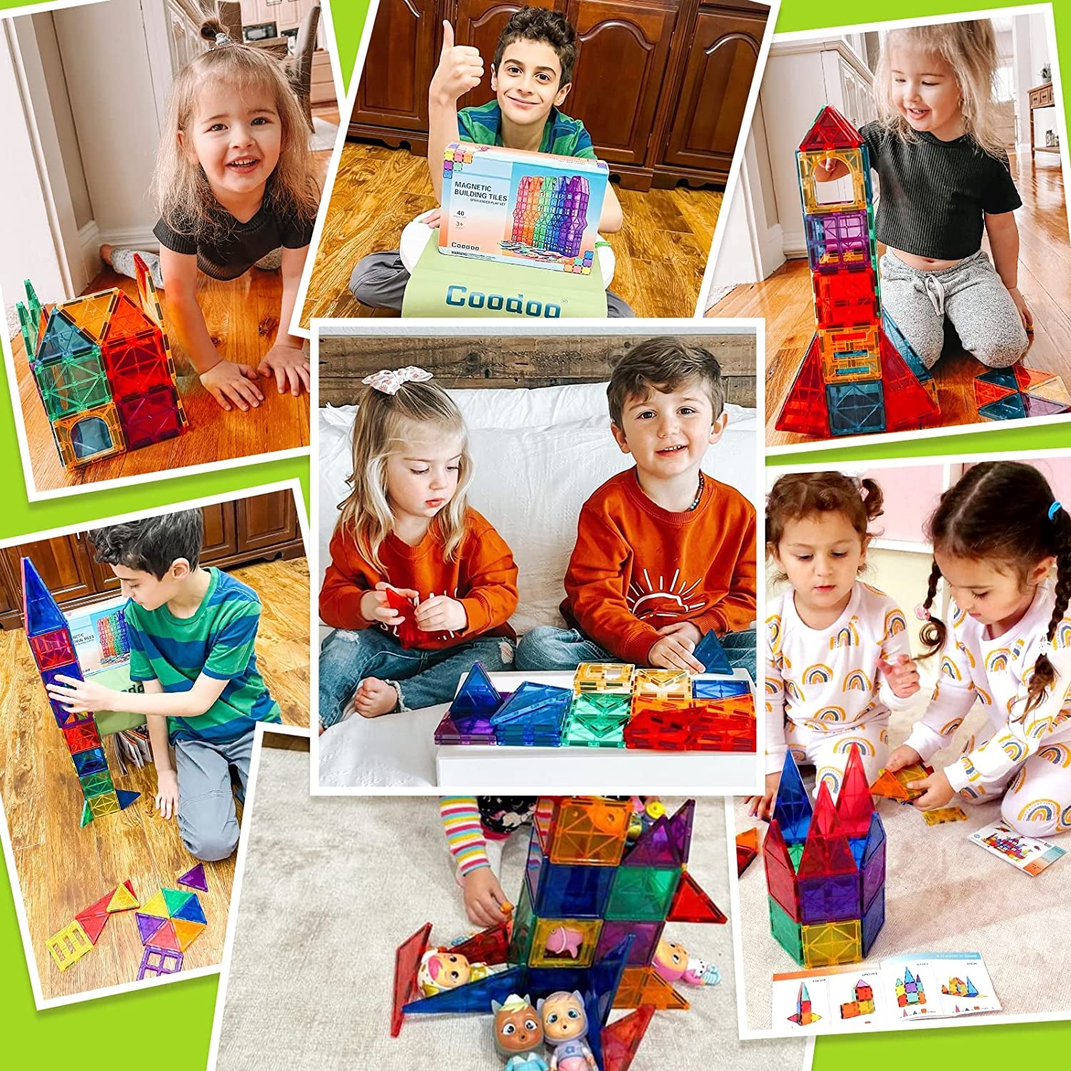 Magnetic Tiles Kids Toys STEM Magnet Toys for Toddler Magnetic Blocks Building Toys Preschool Learning Sensory Montessori Toys for 3+ Year Old Boys and Girls, Safe Creativity Toddler Kids Toys