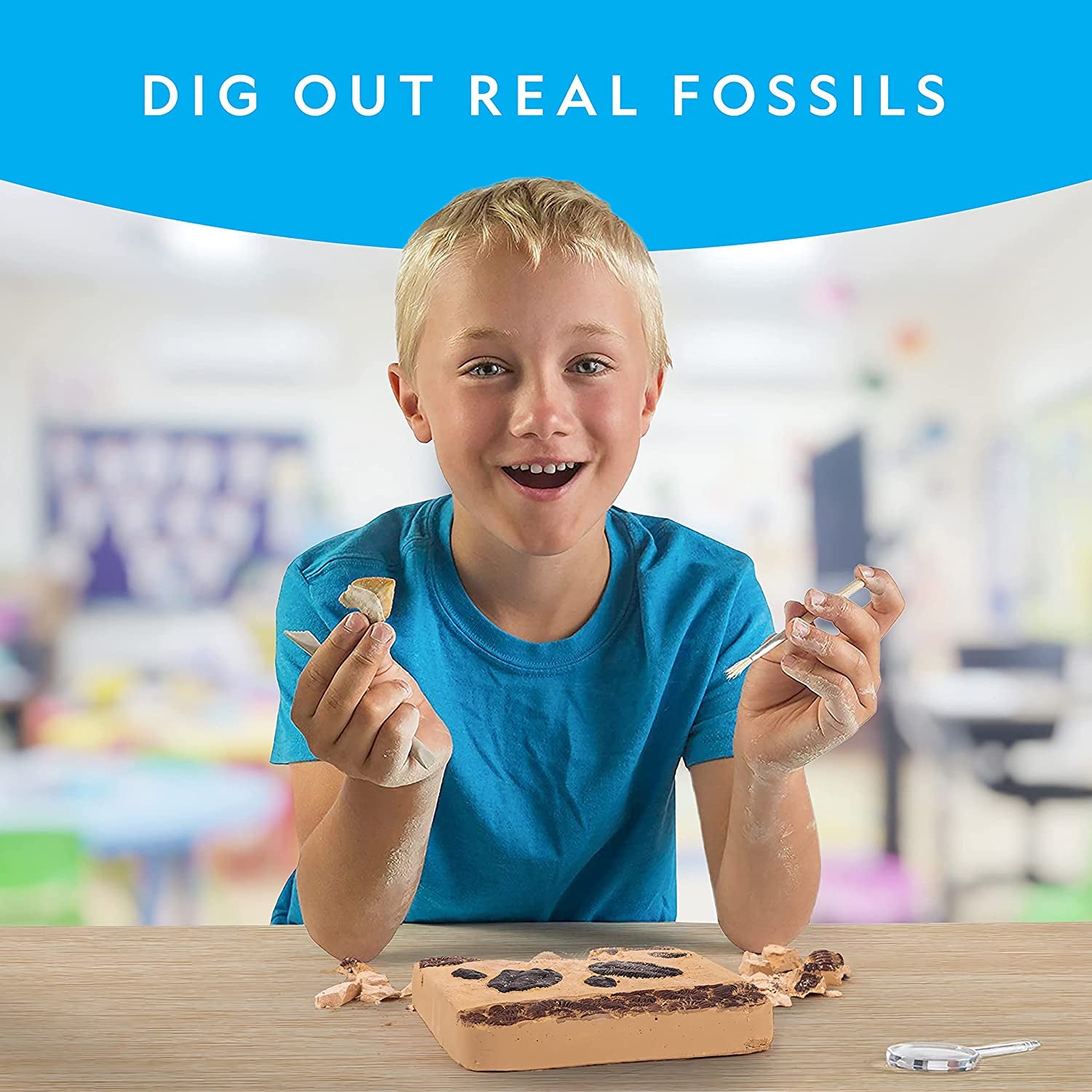 NATIONAL GEOGRAPHIC Mega Fossil Dig Kit - Excavate 15 Prehistoric Fossils Including Dinosaur Bones & Shark Teeth, Educational Toys, Great Science Kit Gift for Girls and Boys (Amazon Exclusive)