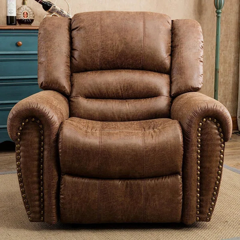 Chemika 40.5'' W Classic Super Soft and Oversize Top Faux Leather Manual Recliner with Rivet