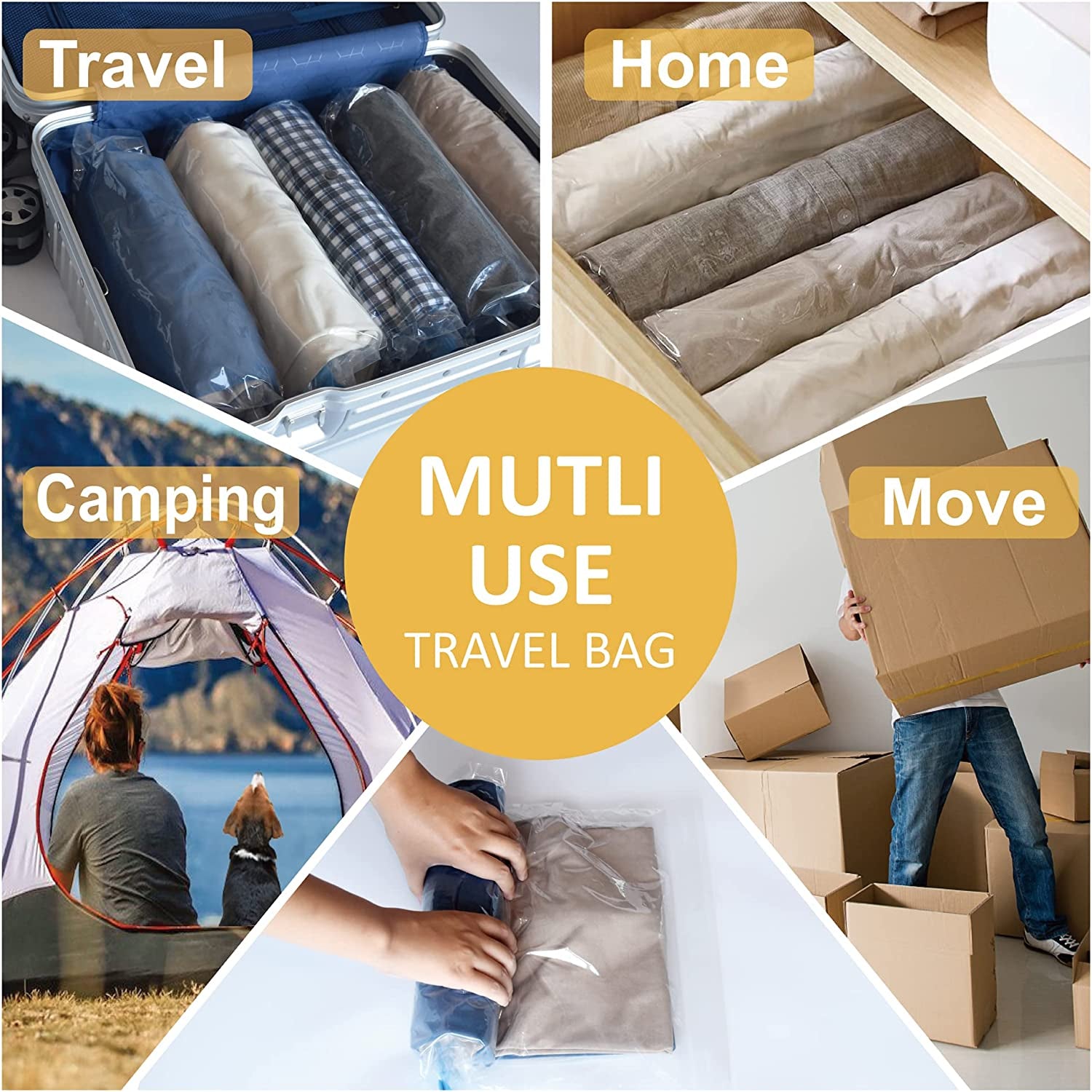 12 Travel Compression Bags Vacuum Packing, Roll up Travel Space Saver Bags for Luggage, Cruise Ship Essentials (5 Large Roll/5 Medium Roll/2 Small Roll)