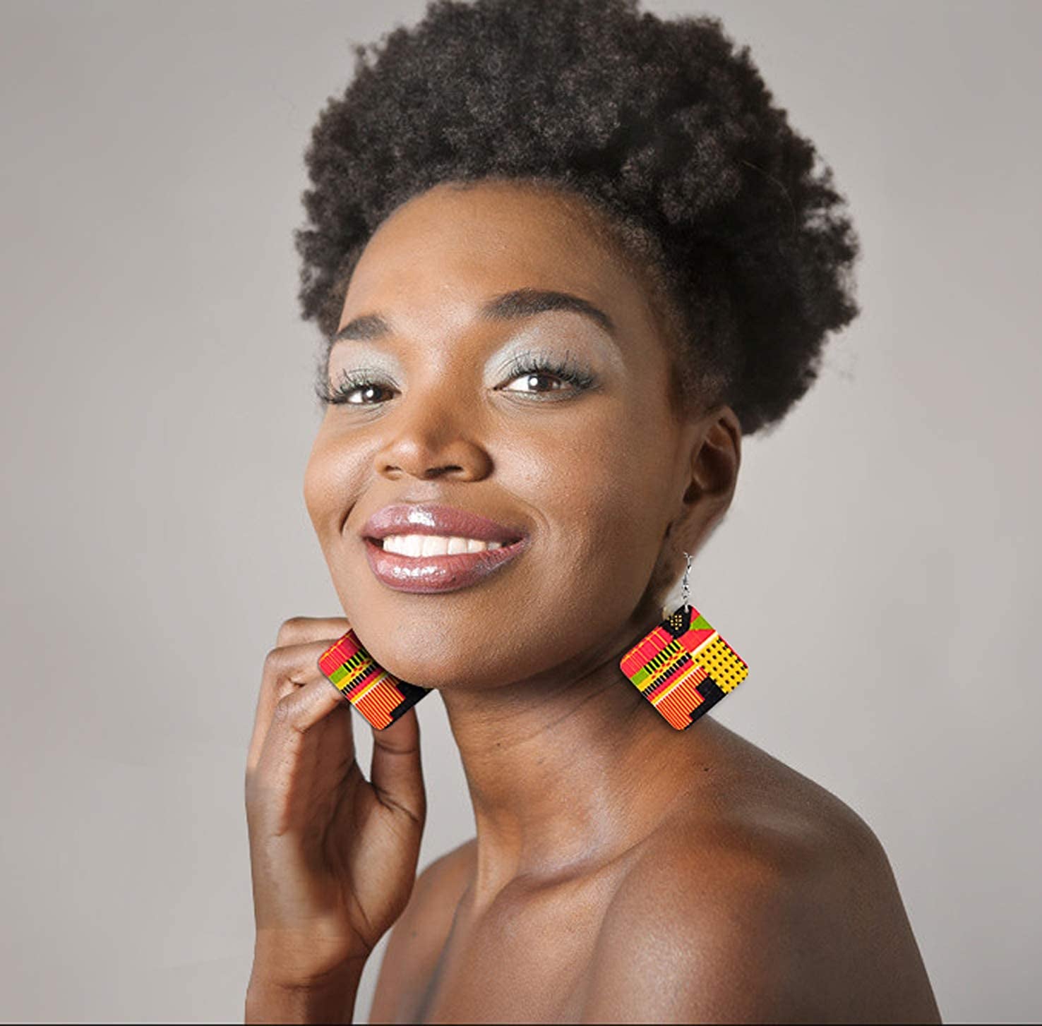 African Wooden Earrings for Women round Wooden Painted Ethnic Earrings Drop Dangle Earrings Set
