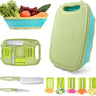 Collapsible Cutting Board,  Foldable Chopping Board with Colander, 9-In-1 Multi Chopping Board Kitchen Vegetable Washing Basket Silicone Dish Tub for Camping, Picnic, BBQ, Kitchen-Green