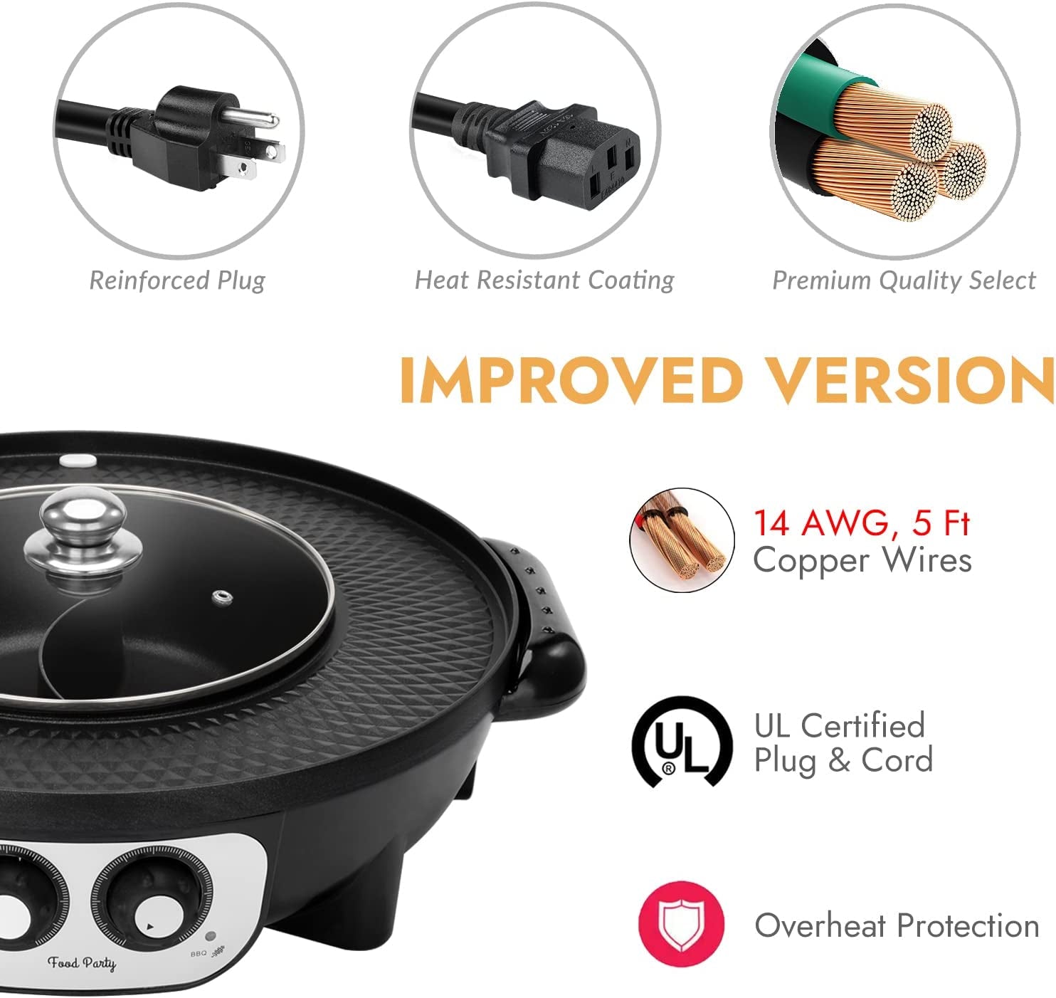 2 in 1 Electric Smokeless Grill and Hot Pot