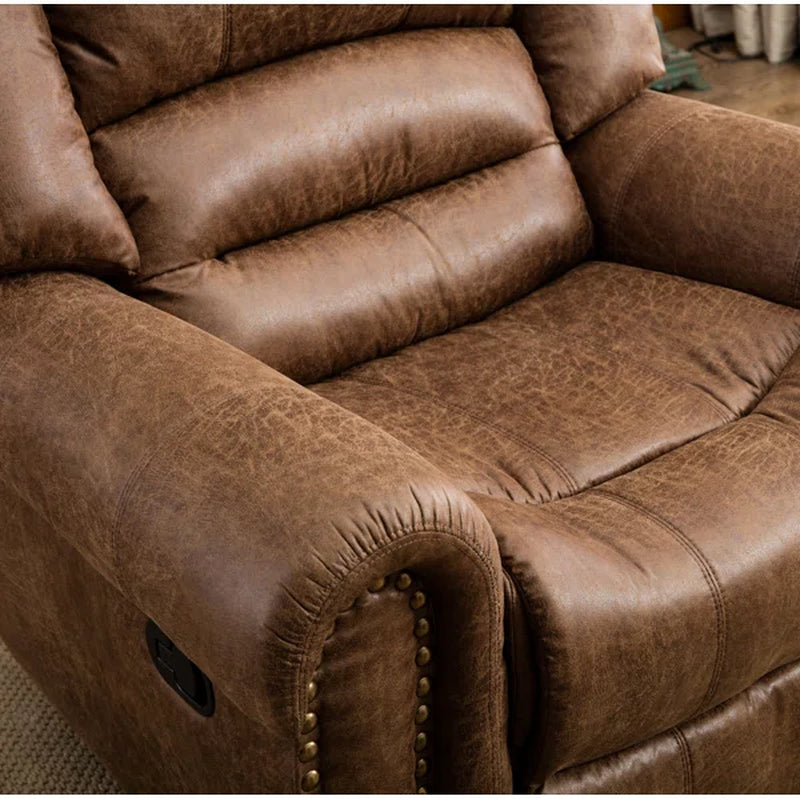 Chemika 40.5'' W Classic Super Soft and Oversize Top Faux Leather Manual Recliner with Rivet