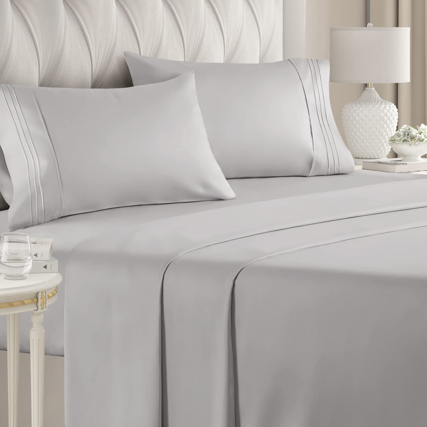 Queen Size Sheet Set - Breathable & Cooling Sheets - Softer than Jersey Cotton - Same Look as Jersey Knit Sheets & T-Shirt Sheets - Deep Pockets - 4 Piece Set - Wrinkle Free - Heathered Tan – 4PC