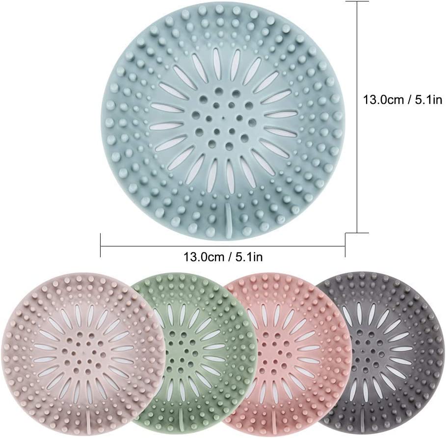 Hair Catcher Shower Drain Durable Silicone Hair Stopper Shower Drain Cover Hair Trap Easy to Install and Clean Suit for Bathroom Bathtub Tub and Kitchen 5 Pack