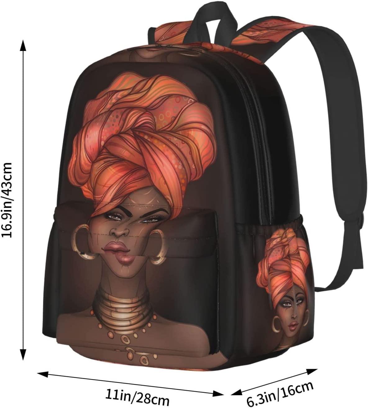 17 Inch Backpack Elegant African Women Laptop Backpack Shoulder Bag School Bookbag Casual Daypack
