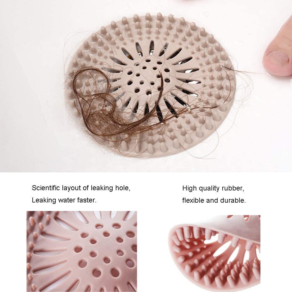 Hair Catcher Shower Drain Durable Silicone Hair Stopper Shower Drain Cover Hair Trap Easy to Install and Clean Suit for Bathroom Bathtub Tub and Kitchen 5 Pack