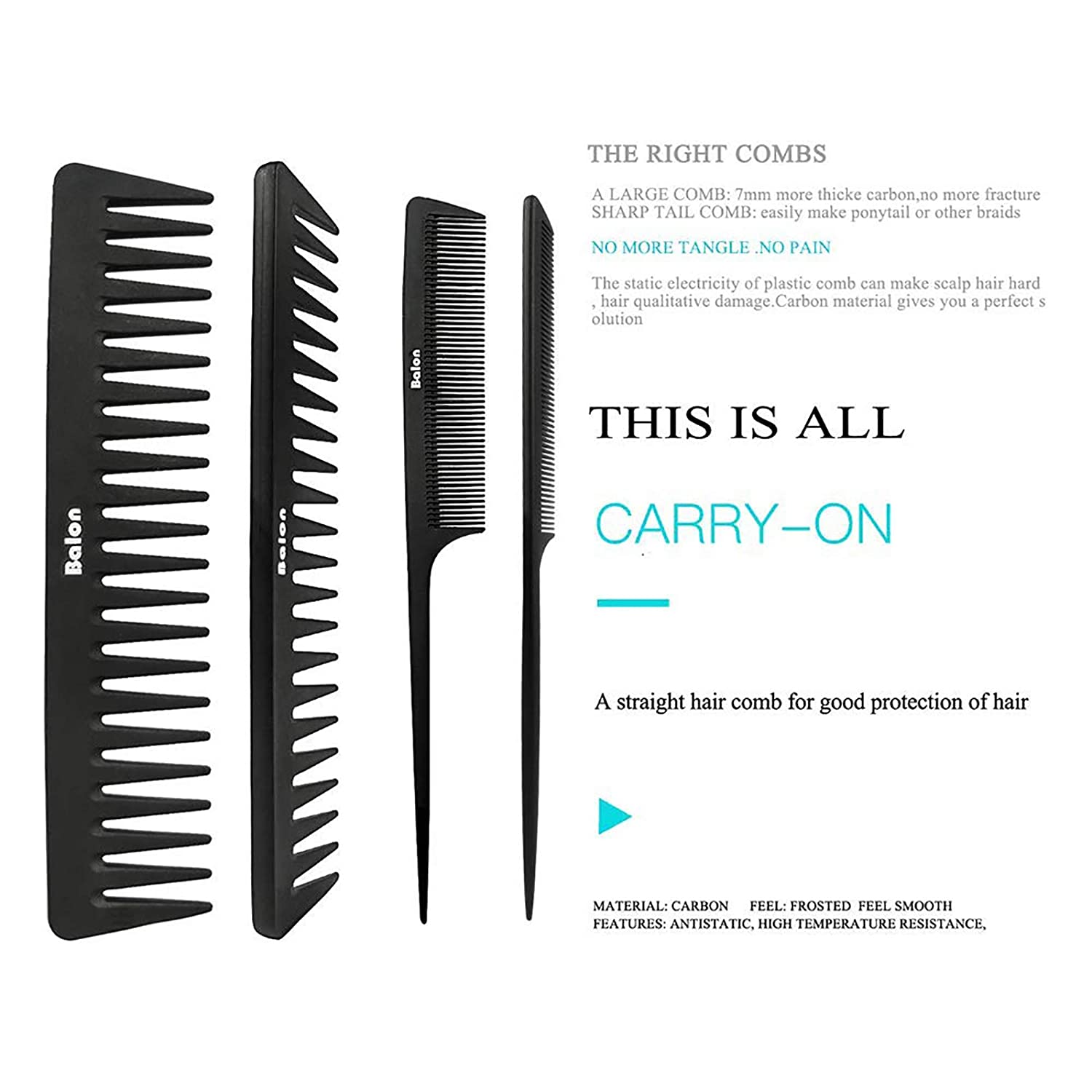 4Pcs Paddle Hair Brush, Detangling Brush and Hair Comb Set for Men and Women, Great on Wet or Dry Hair, No More Tangle Hairbrush for Long Thick Thin Curly Natural Hair