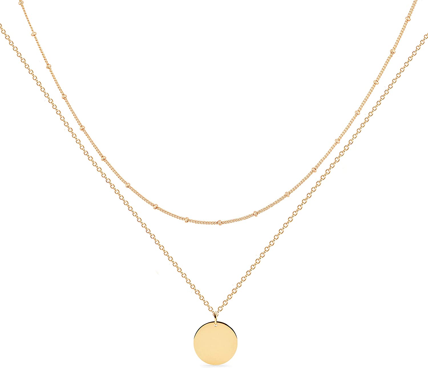Layered Heart Necklace Pendant Handmade 18K Gold Plated Dainty Gold Choker Arrow Bar Layering Long Necklace for Women