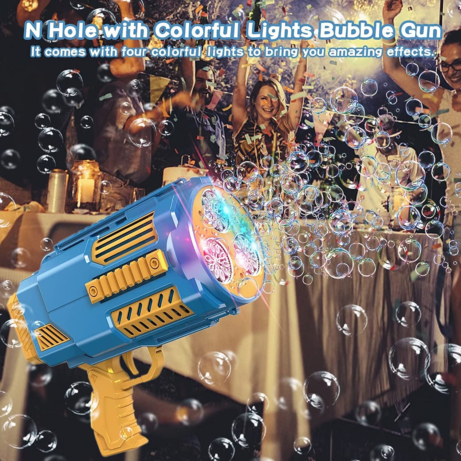 Bubble Machine Automatic Bubble Gun with Colorful Lights and Thousands Bubbles, Bubbles Kids Toys for Girls Boys 3 4 5 6 7 8 9 10 11 12 Years Old Fun Outdoor Gifts