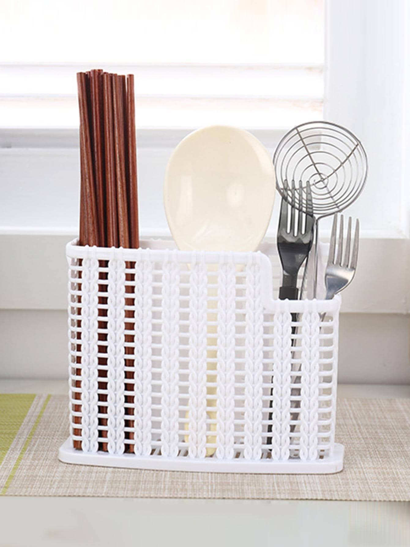 1Pc Plastic Flatware Storage Rack, Daily Hollow Out Utensil Holder for Countertop for Home
