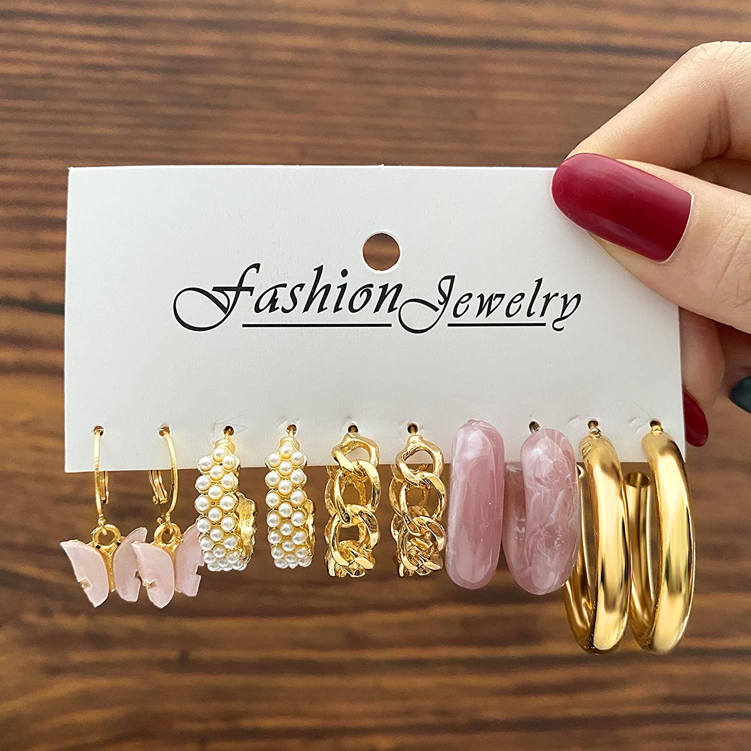 32 Pairs Gold Hoop Earrings Set for Women Girls, Fashion Chain Link Hoop Stud Drop Dangle Earrings Boho Statement Hypoallergenic Earrings for Christmas Jewelry Gift