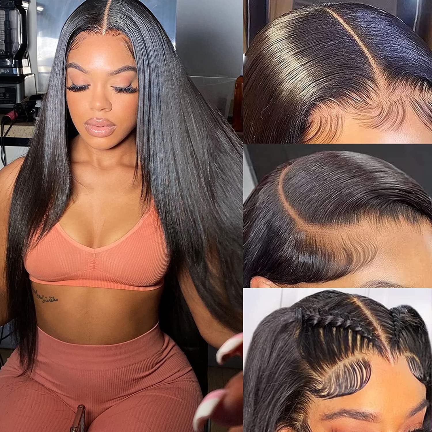 Straight Lace Front Wigs Human Hair - 13X4 Transparent HD Lace Front Wigs Human Hair Pre Plucked, 150% Density Brazilian Virgin Straight Frontal Wigs Human Hair with Baby Hair for Women (26Inch, Straight Lace Front Wigs Human Hair)