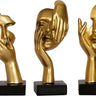 3 Piece Thinker Statue Gold Home Decor Abstract Sculpture Resin Thinker Figurines for Desktop Office Desk Living Room Collection Cute Accent Figurine Decoration (Gold)