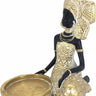 African Lady Figurine Candle Holder with African Tribal Totem for Wedding,Church,Holiday Decor-African Decorative Women Statues, Candlestick Holder for Home and Table Decor(754-Gold)