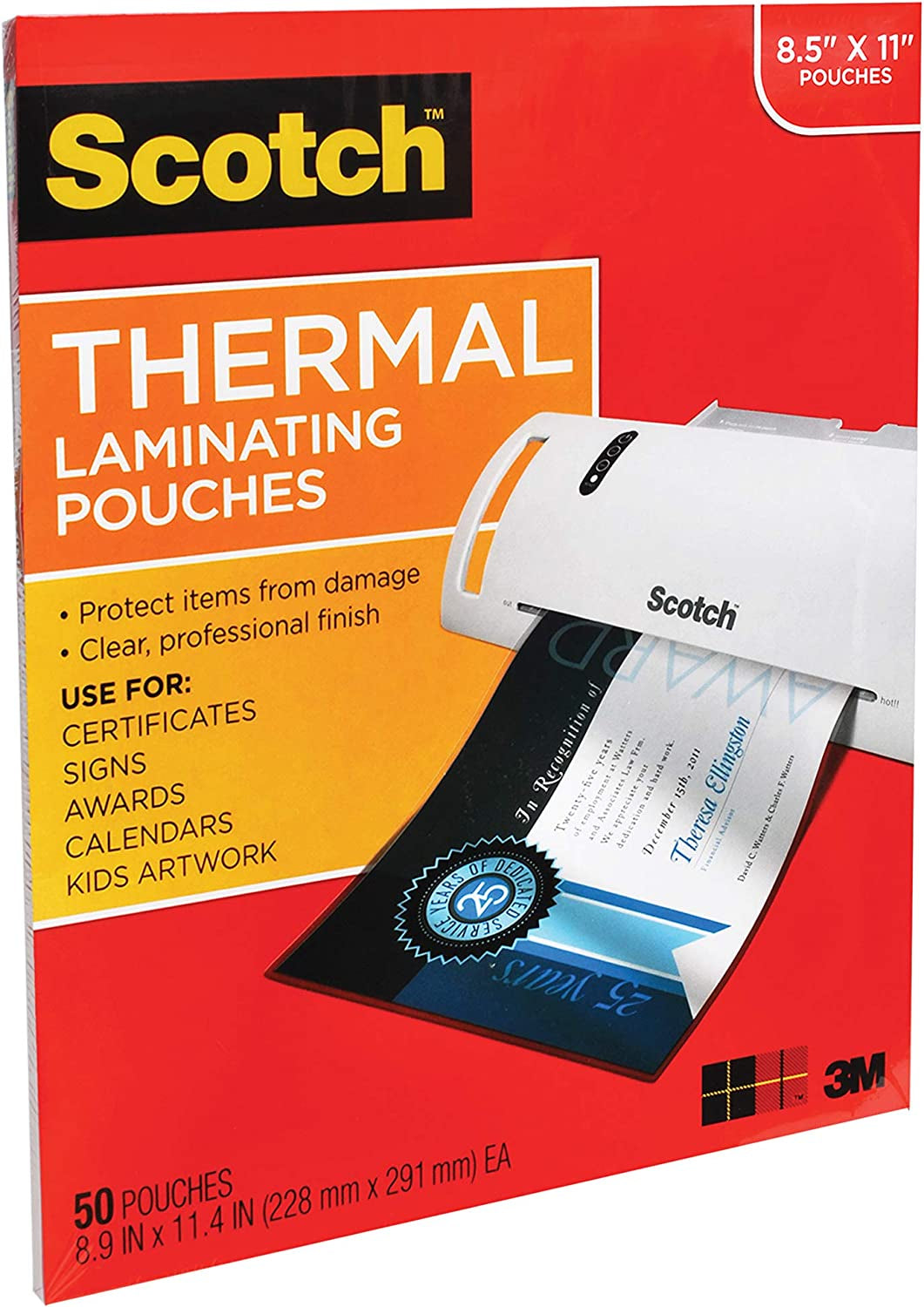 Thermal Laminating Pouches, 50 Pack Laminating Sheets, 3 Mil, 8.9 X 11.4 Inches, Education Supplies & Craft Supplies, for Use with Thermal Laminators, Letter Size Sheets (TP3854-50)