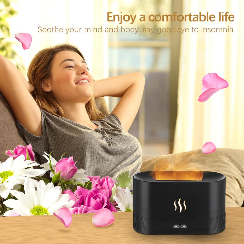Flame Fire Humidifier Aromatherapy Diffuser Ultrasonic Aromatic Essences House Air Humidifier Home Bedoom Fragrance Diffusers