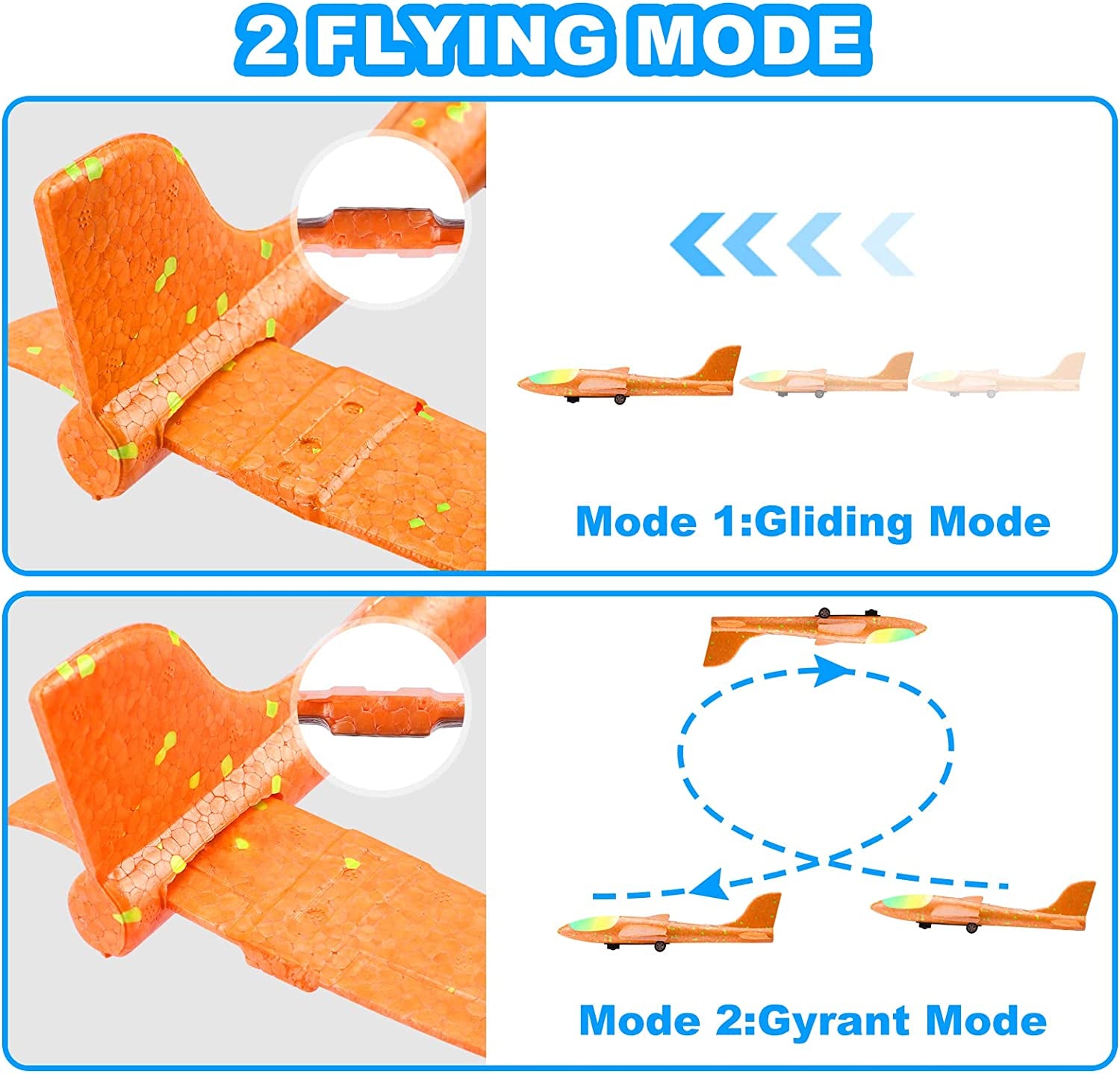 3 Pack Airplane Launcher Toys, 2 Flight Modes LED Foam Glider Catapult Plane Toy for Boys, Outdoor Flying Toys Birthday Gifts for Boys Girls 4 5 6 7 8 9 10 11 12 Year Old
