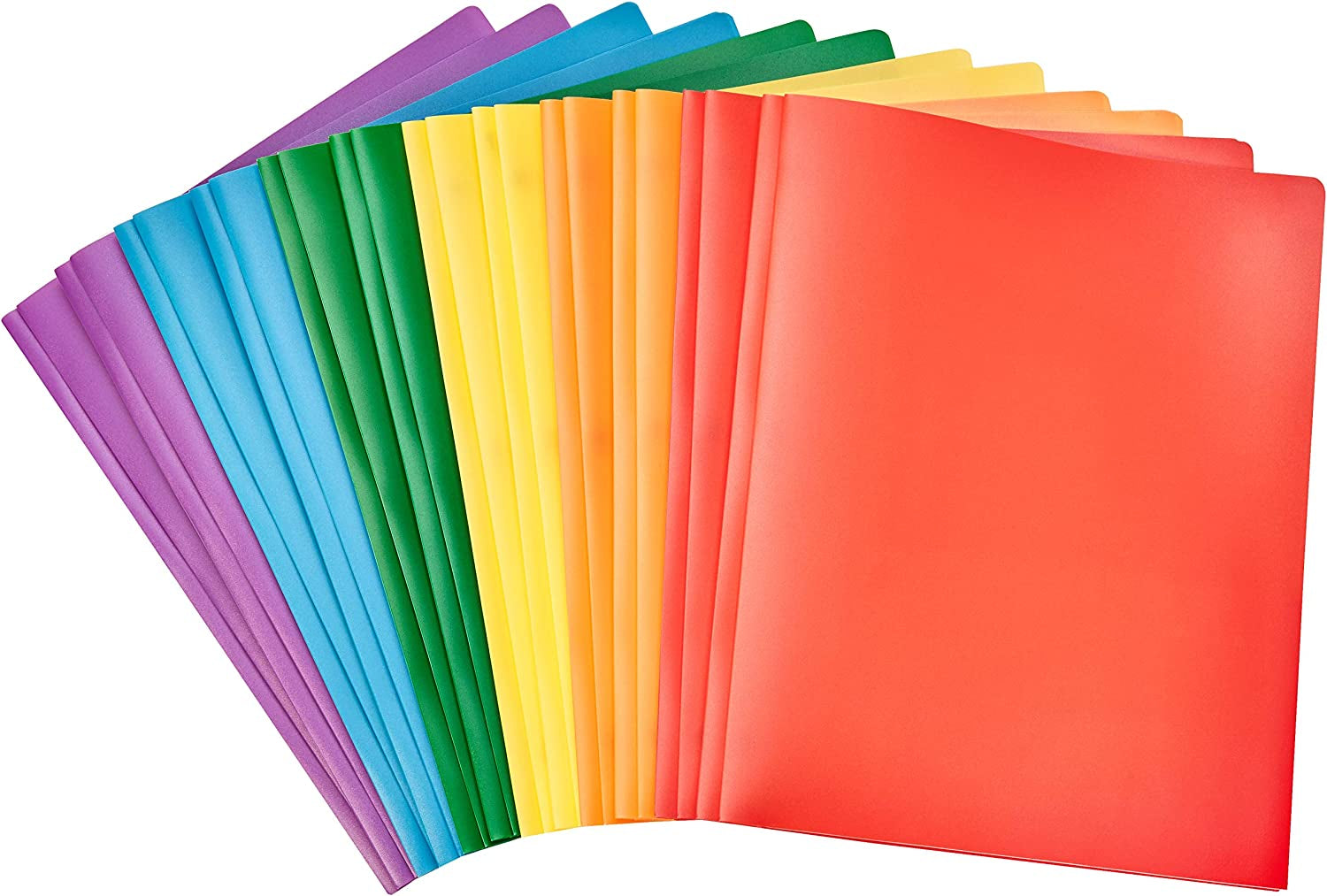 Amazon Basics Heavy Duty Plastic Folders with 2 Pockets for Letter Size Paper, Pack of 12, Assorted Color
